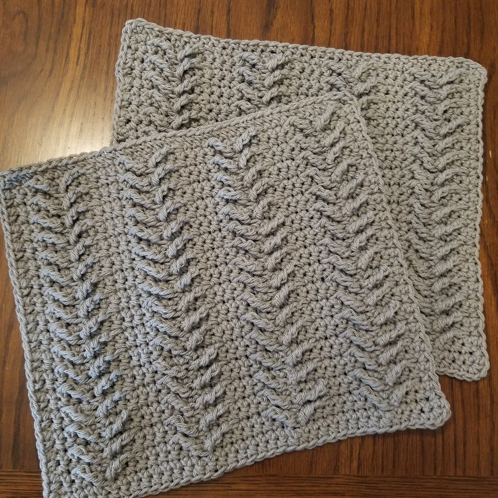 Grey Hand Crocheted Dish Towels